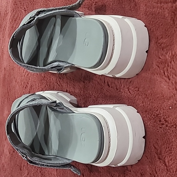 UGG Gray Platform Sandals with Crisscross Straps - Picture 5 of 6